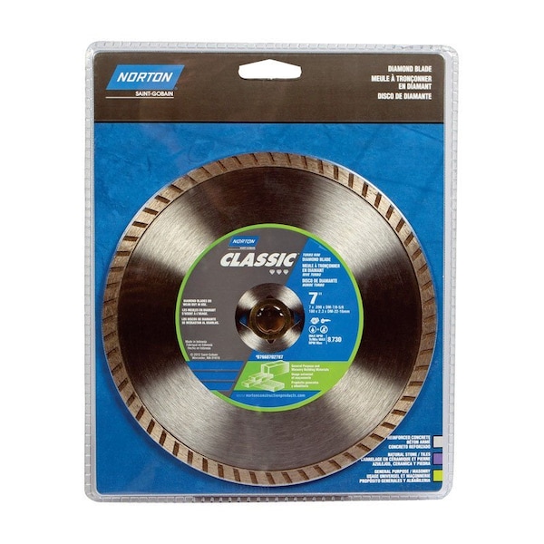 Norton Abrasives Norton Clipper 7 in. D X 5/8 and 7/8 in. Diamond Turbo Rim Circular Saw Blade 1 pk 07660702787 - main